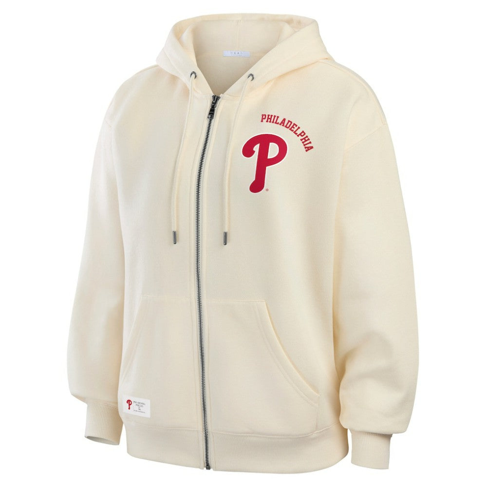 Philadelphia Phillies WEAR by Erin Andrews Women's Full-Zip Hoodie Cream