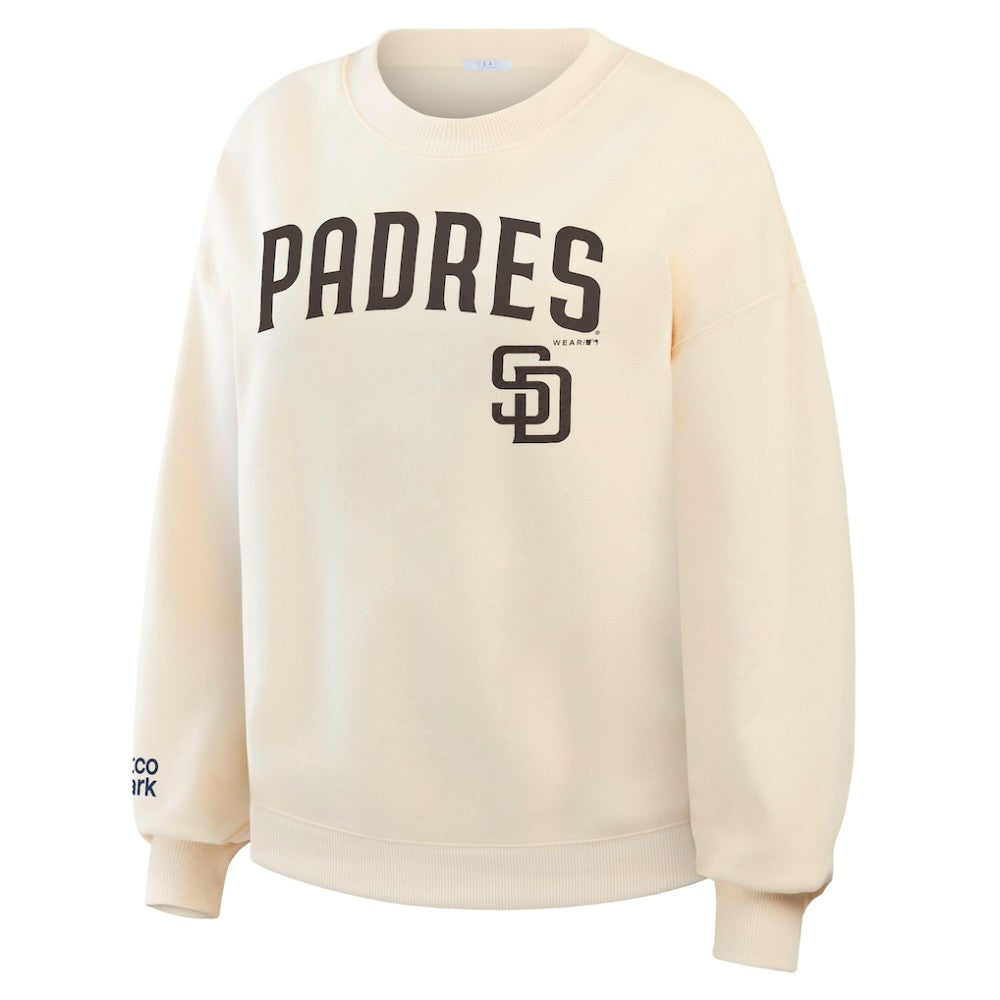 San Diego Padres WEAR by Erin Andrews Women's Heavyweight Crew Neck Sweatshirt Cream