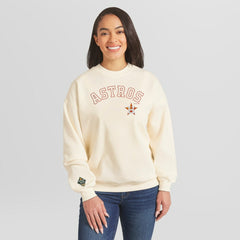 Houston Astros WEAR by Erin Andrews Women's Heavyweight Crew Neck Sweatshirt Cream