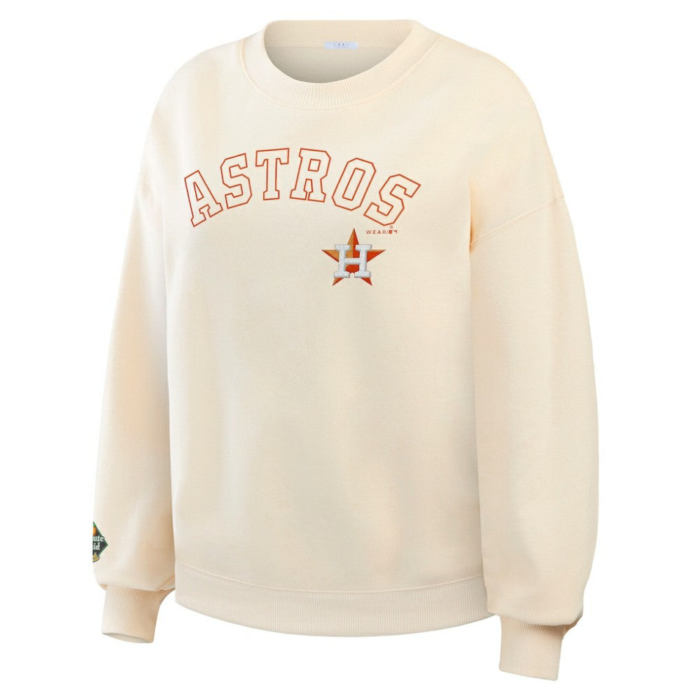Houston Astros WEAR by Erin Andrews Women's Heavyweight Crew Neck Sweatshirt Cream