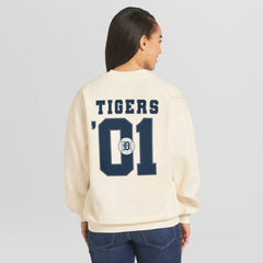 Detroit Tigers WEAR by Erin Andrews Women's Heavyweight Crew Neck Sweatshirt Cream