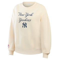 New York Yankees WEAR by Erin Andrews Women's Heavyweight Crew Neck Sweatshirt Cream
