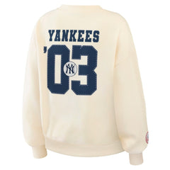 New York Yankees WEAR by Erin Andrews Women's Heavyweight Crew Neck Sweatshirt Cream