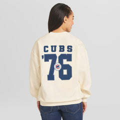 Chicago Cubs WEAR by Erin Andrews Women's Heavyweight Crew Neck Sweatshirt Cream