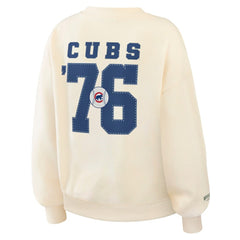 Chicago Cubs WEAR by Erin Andrews Women's Heavyweight Crew Neck Sweatshirt Cream