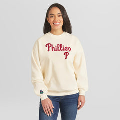 Philadelphia Phillies WEAR by Erin Andrews Women's Heavyweight Crew Neck Sweatshirt Cream