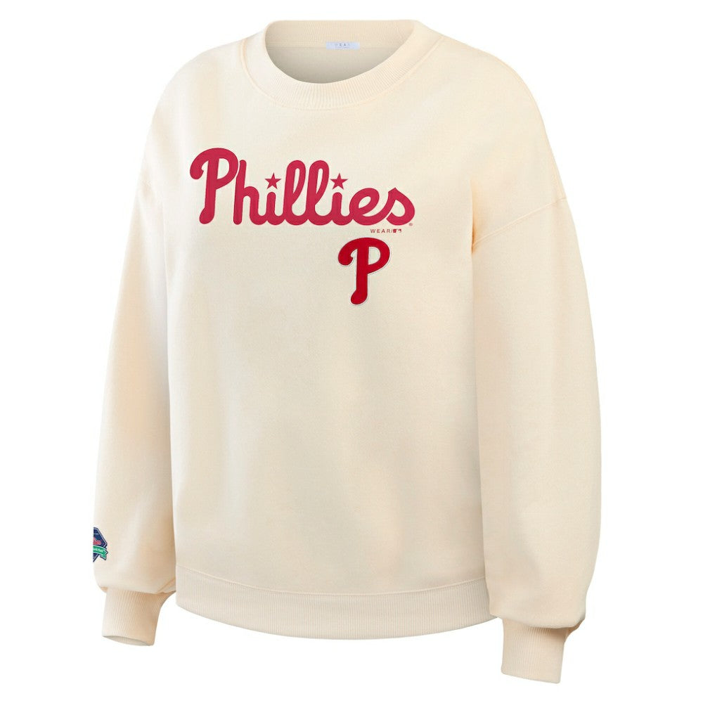 Philadelphia Phillies WEAR by Erin Andrews Women's Heavyweight Crew Neck Sweatshirt Cream