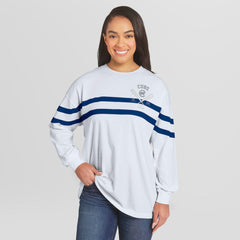 Chicago Cubs WEAR by Erin Andrews Women's Oversized Long Sleeve Striped T-Shirt White