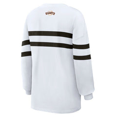 San Francisco Giants WEAR by Erin Andrews Women's Oversized Long Sleeve Striped T-Shirt White