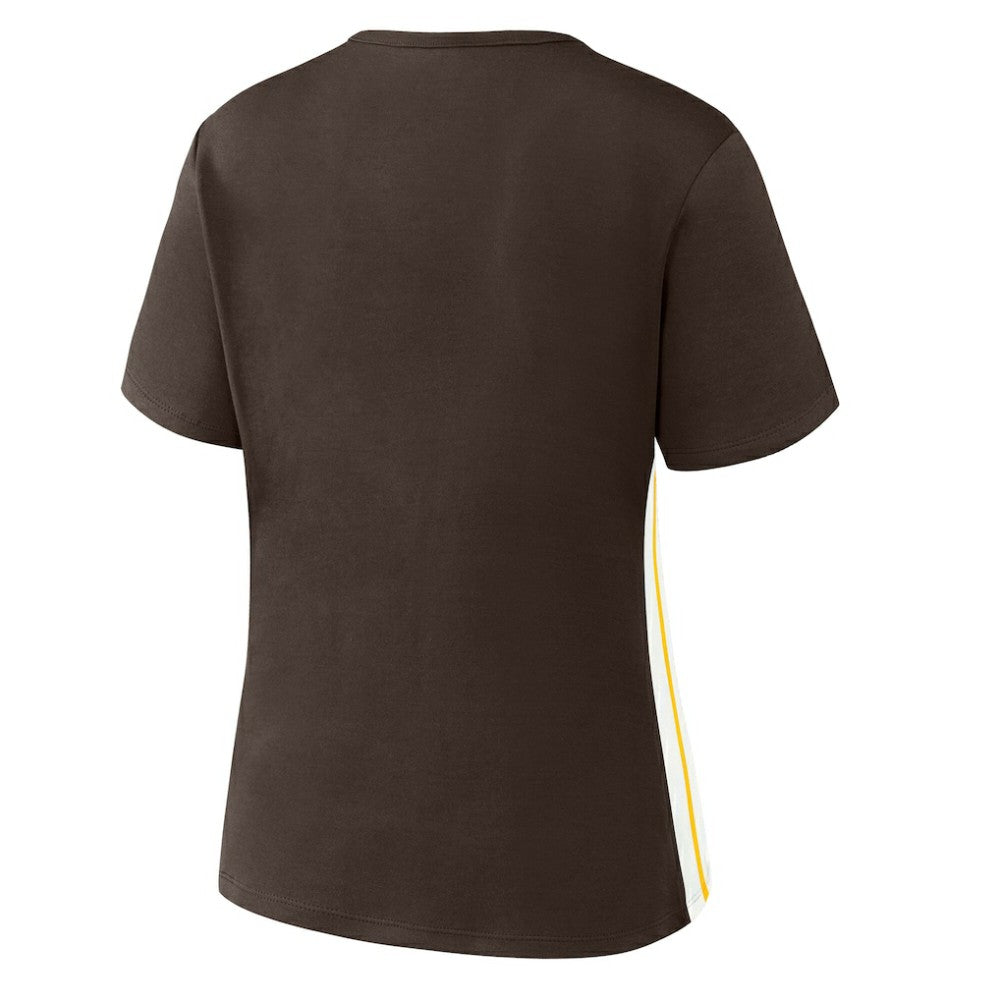 San Diego Padres WEAR by Erin Andrews Women's Notch Neck Cropped T-Shirt Brown