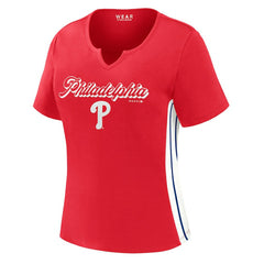 Philadelphia Phillies WEAR by Erin Andrews Women's Notch Neck Cropped T-Shirt Red