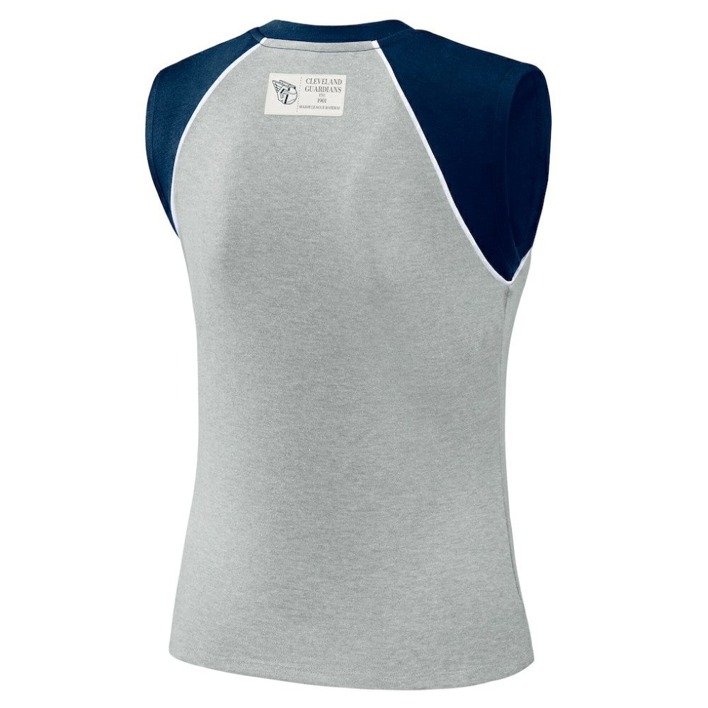 Cleveland Guardians WEAR by Erin Andrews Women's Cropped Raglan Tank Top Heather Gray