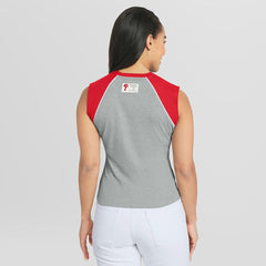 Philadelphia Phillies WEAR by Erin Andrews Women's Cropped Raglan Tank Top Heather Gray