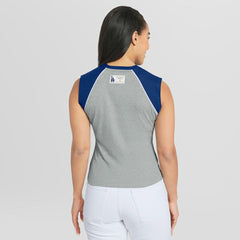 Los Angeles Dodgers WEAR by Erin Andrews Women's Cropped Raglan Tank Top Heather Gray