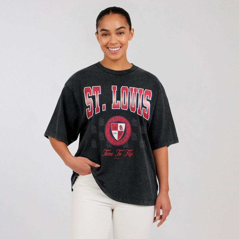 St. Louis Cardinals WEAR by Erin Andrews Women's Oversized Boyfriend T-Shirt Black