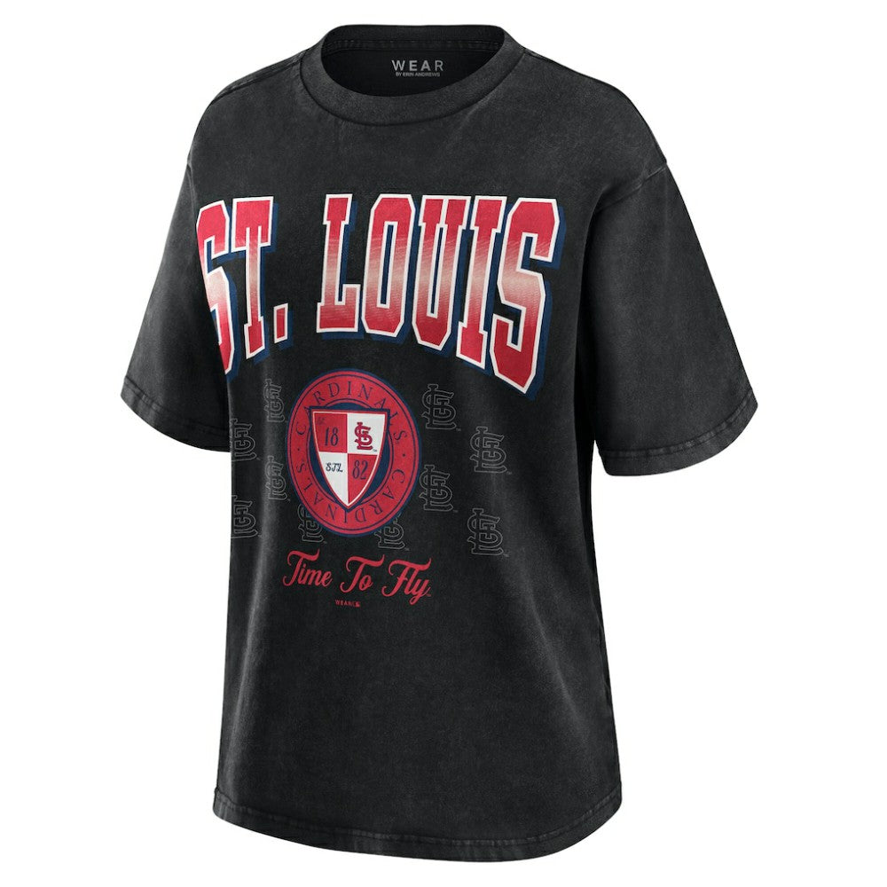 St. Louis Cardinals WEAR by Erin Andrews Women's Oversized Boyfriend T-Shirt Black