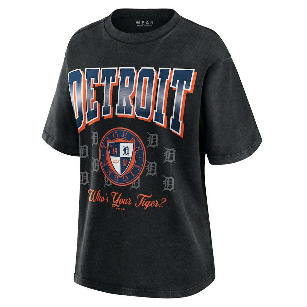 Detroit Tigers WEAR by Erin Andrews Women's Oversized Boyfriend T-Shirt Black