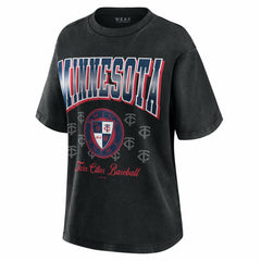 Minnesota Twins WEAR by Erin Andrews Women's Oversized Boyfriend T-Shirt Black