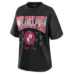 Philadelphia Phillies WEAR by Erin Andrews Women's Oversized Boyfriend T-Shirt Black