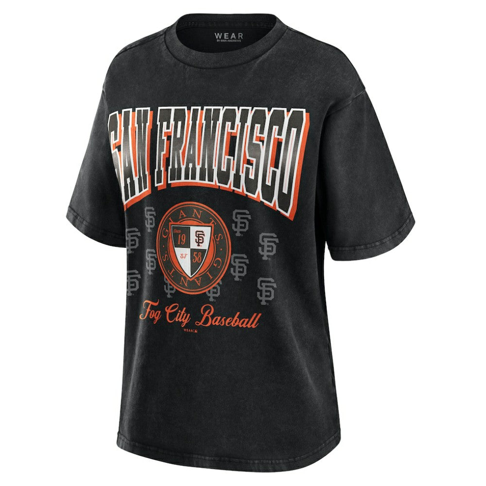San Francisco Giants WEAR by Erin Andrews Women's Oversized Boyfriend T-Shirt Black