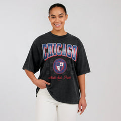 Chicago Cubs WEAR by Erin Andrews Women's Oversized Boyfriend T-Shirt Black