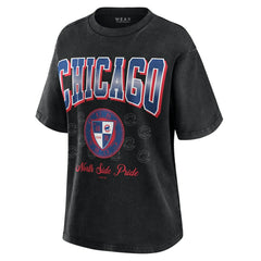 Chicago Cubs WEAR by Erin Andrews Women's Oversized Boyfriend T-Shirt Black