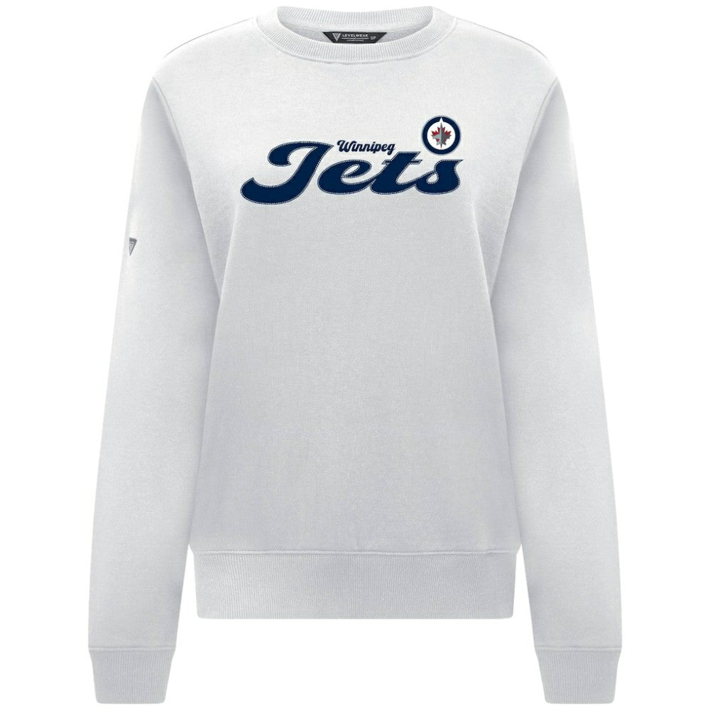 Winnipeg Jets Levelwear Women's Yvette Big Script Tri-Blend Sweatshirt White