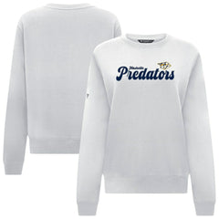Nashville Predators Levelwear Women's Yvette Big Script Tri-Blend Sweatshirt White