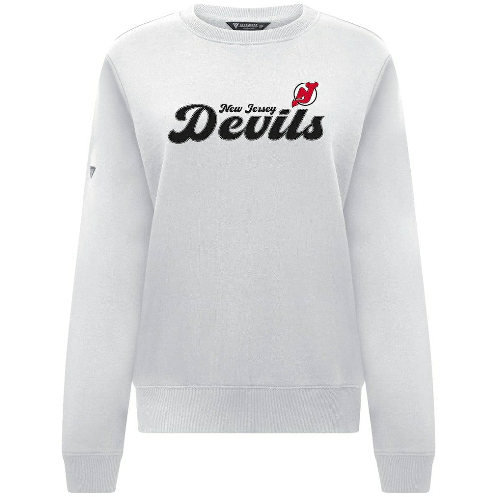 New Jersey Devils Levelwear Women's Yvette Big Script Tri-Blend Sweatshirt White