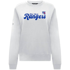 New York Rangers Levelwear Women's Yvette Big Script Tri-Blend Sweatshirt White