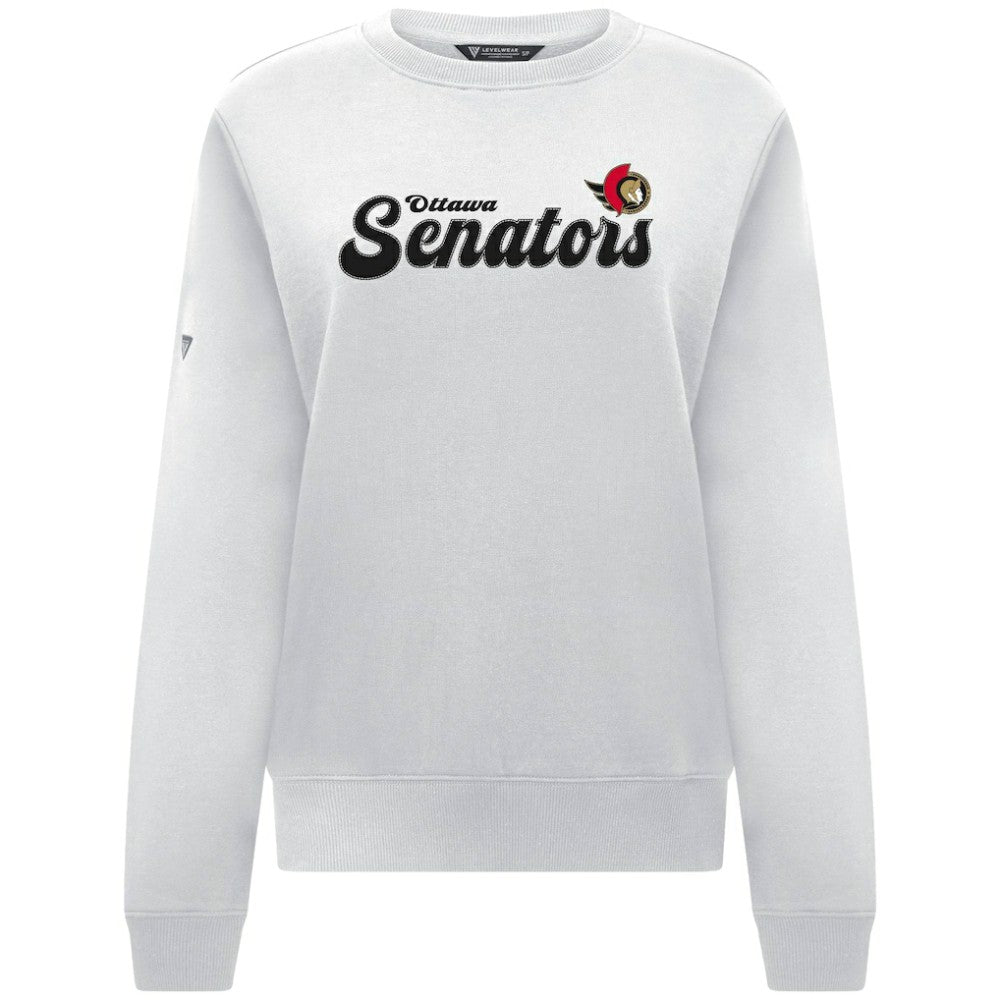 Ottawa Senators Levelwear Women's Yvette Big Script Tri-Blend Sweatshirt White