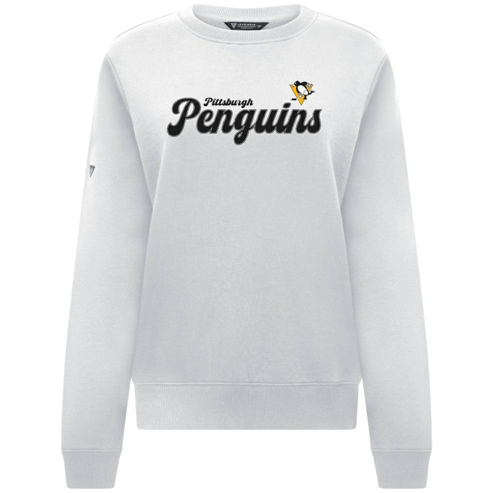 Pittsburgh Penguins Levelwear Women's Yvette Big Script Tri-Blend Sweatshirt White