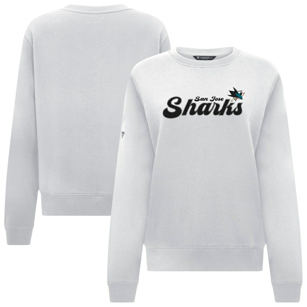 San Jose Sharks Levelwear Women's Yvette Big Script Tri-Blend Sweatshirt White