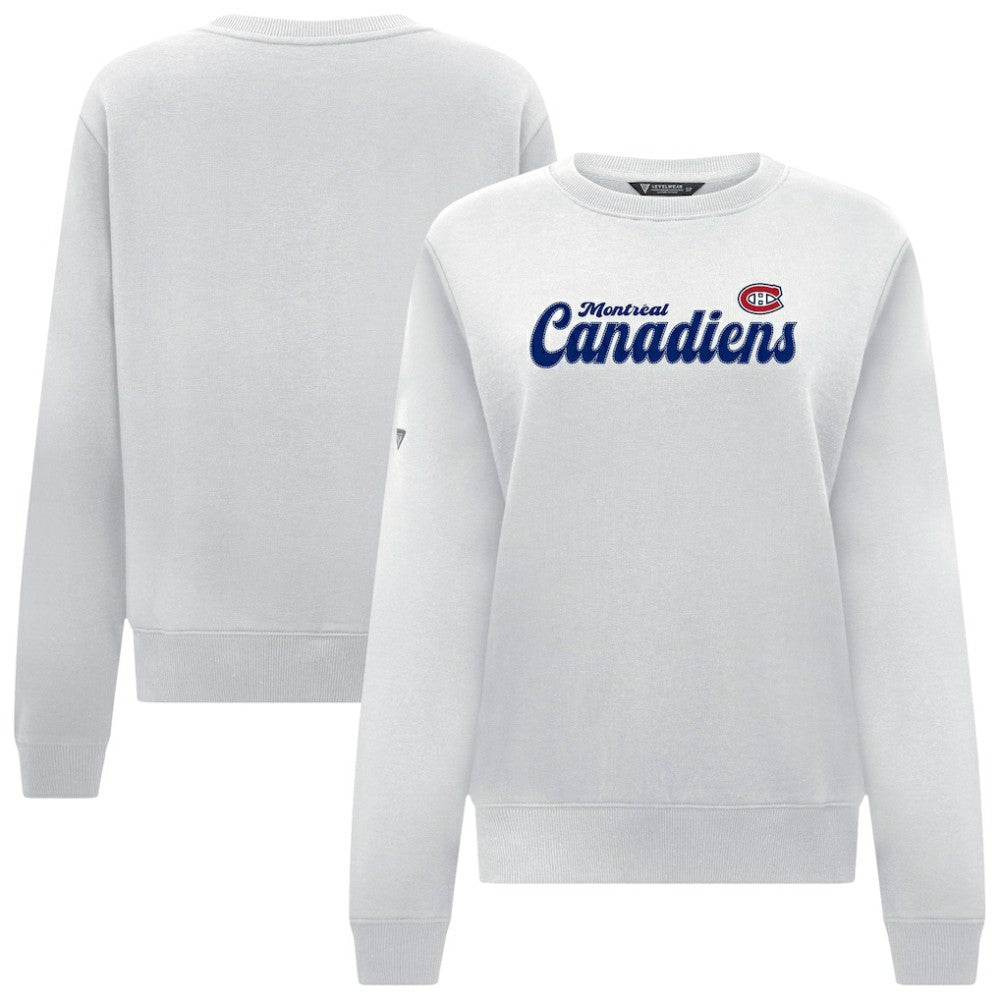 Montreal Canadiens Levelwear Women's Yvette Big Script Tri-Blend Sweatshirt White