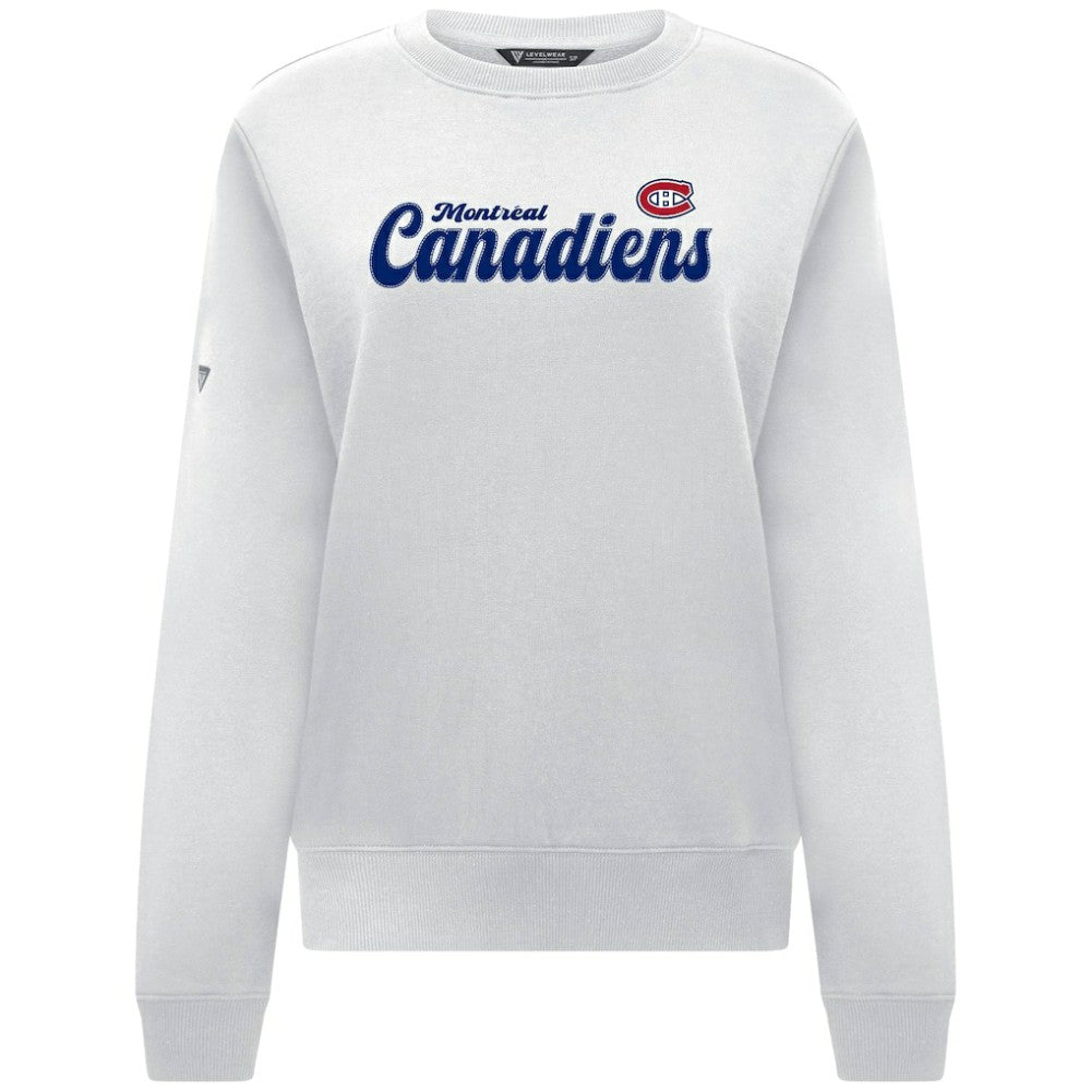 Montreal Canadiens Levelwear Women's Yvette Big Script Tri-Blend Sweatshirt White