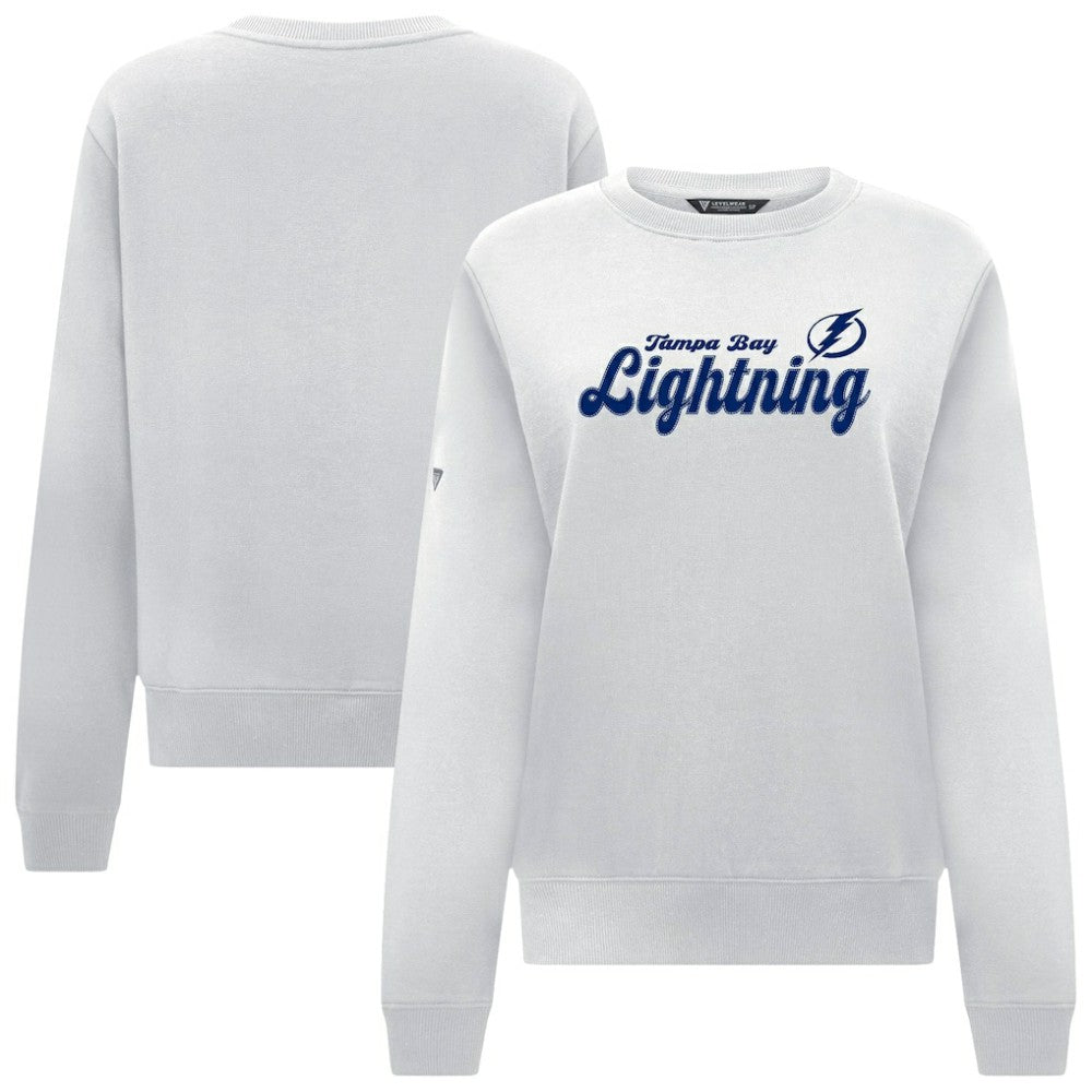 Tampa Bay Lightning Levelwear Women's Yvette Big Script Tri-Blend Sweatshirt White