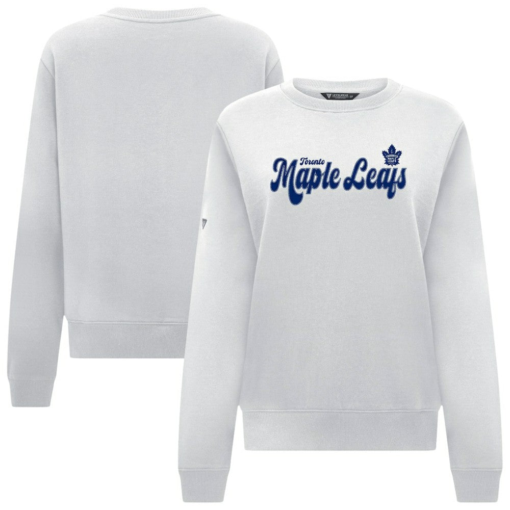 Toronto Maple Leafs Levelwear Women's Yvette Big Script Tri-Blend Sweatshirt White