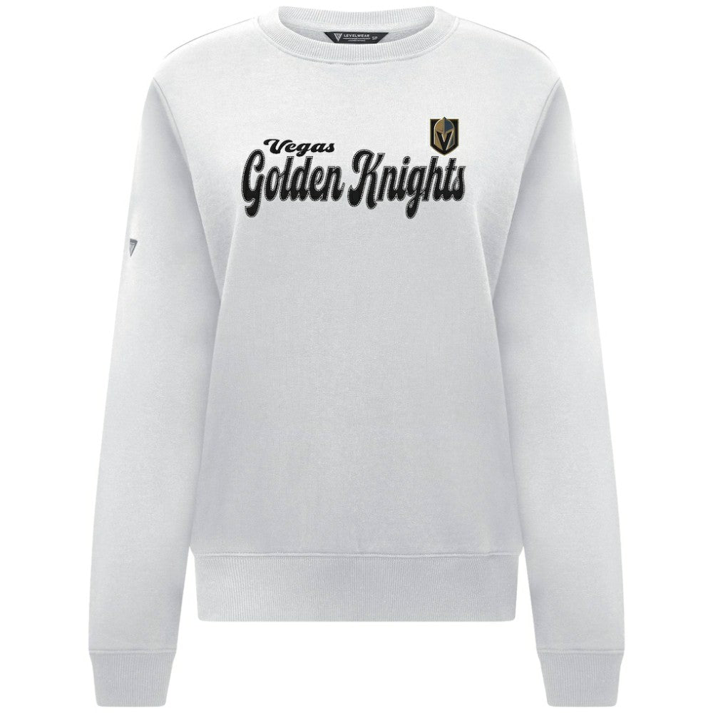 Vegas Golden Knights Levelwear Women's Yvette Big Script Tri-Blend Sweatshirt White