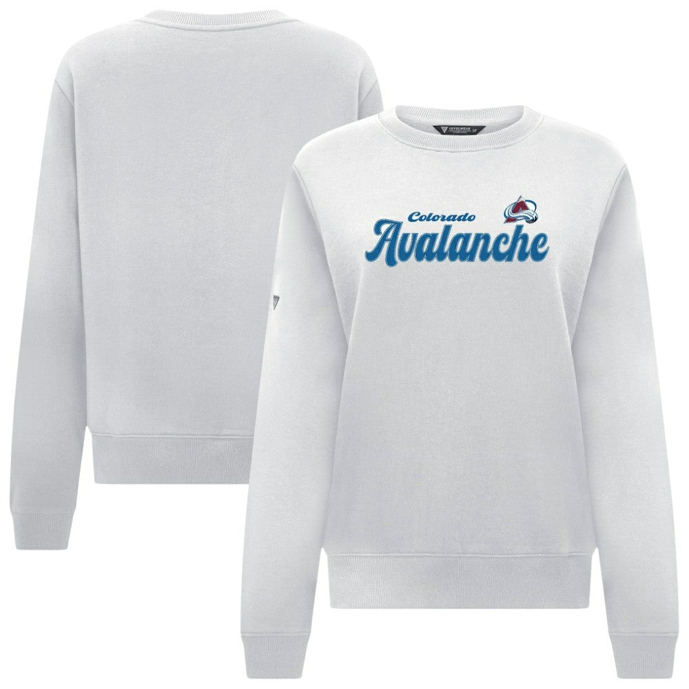 Colorado Avalanche Levelwear Women's Yvette Big Script Tri-Blend Sweatshirt White
