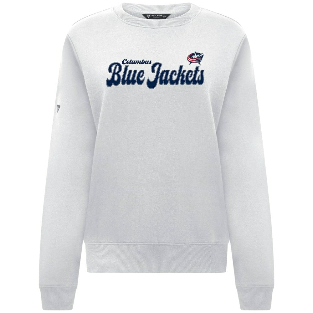 Columbus Blue Jackets Levelwear Women's Yvette Big Script Tri-Blend Sweatshirt White