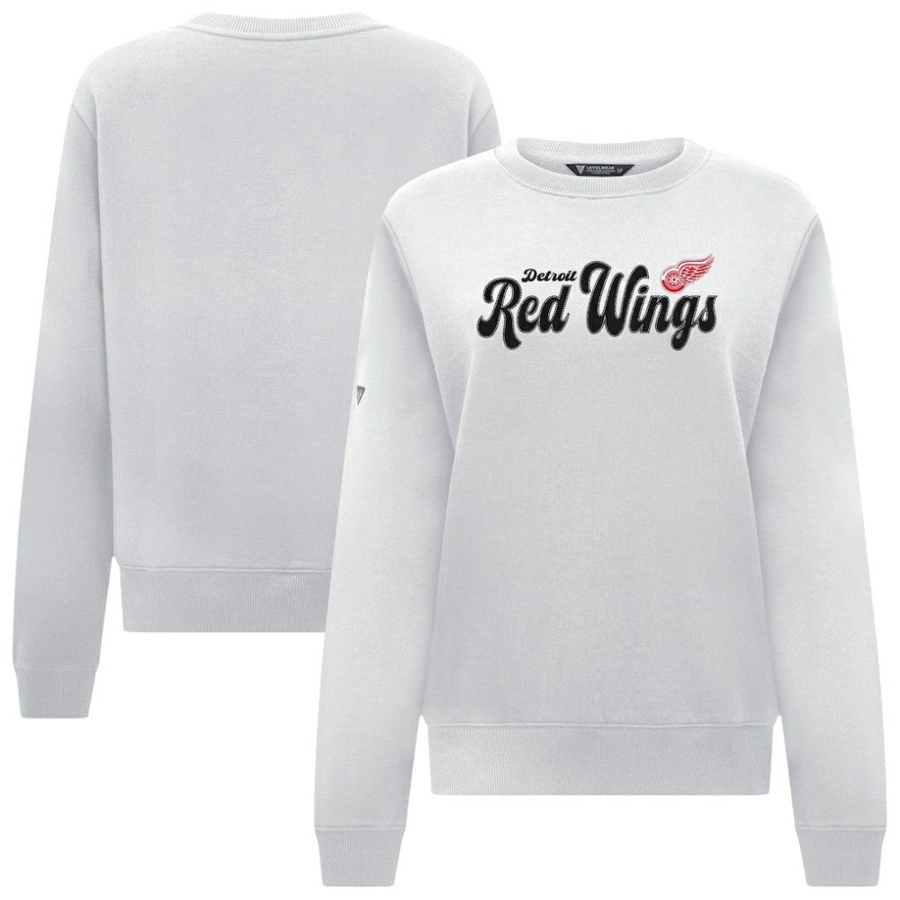 Detroit Red Wings Levelwear Women's Yvette Big Script Tri-Blend Sweatshirt White