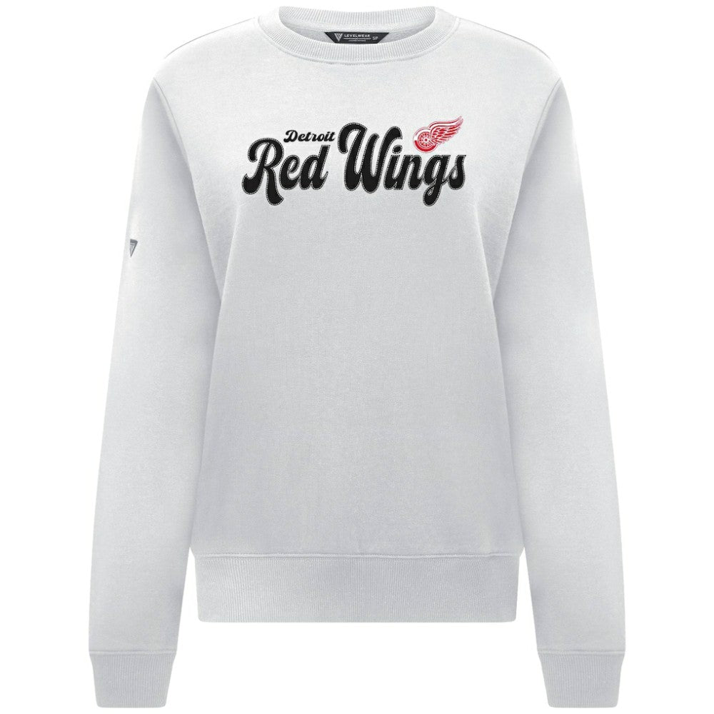 Detroit Red Wings Levelwear Women's Yvette Big Script Tri-Blend Sweatshirt White