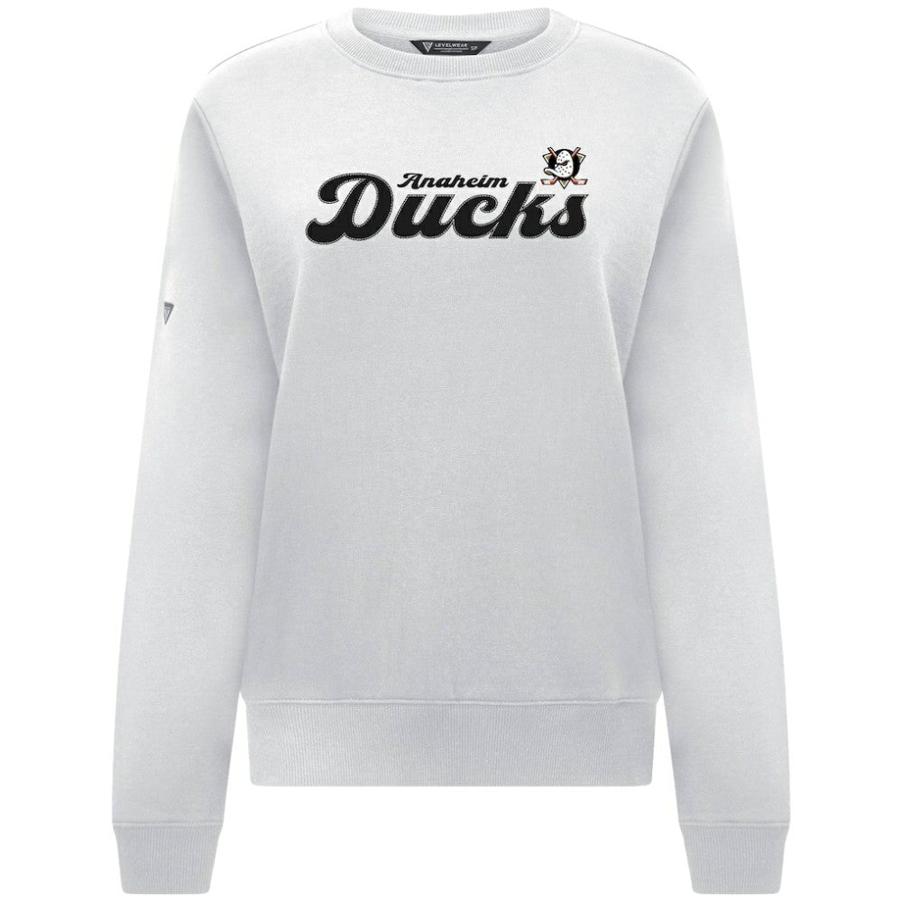Anaheim Ducks Levelwear Women's Yvette Big Script Tri-Blend Sweatshirt White