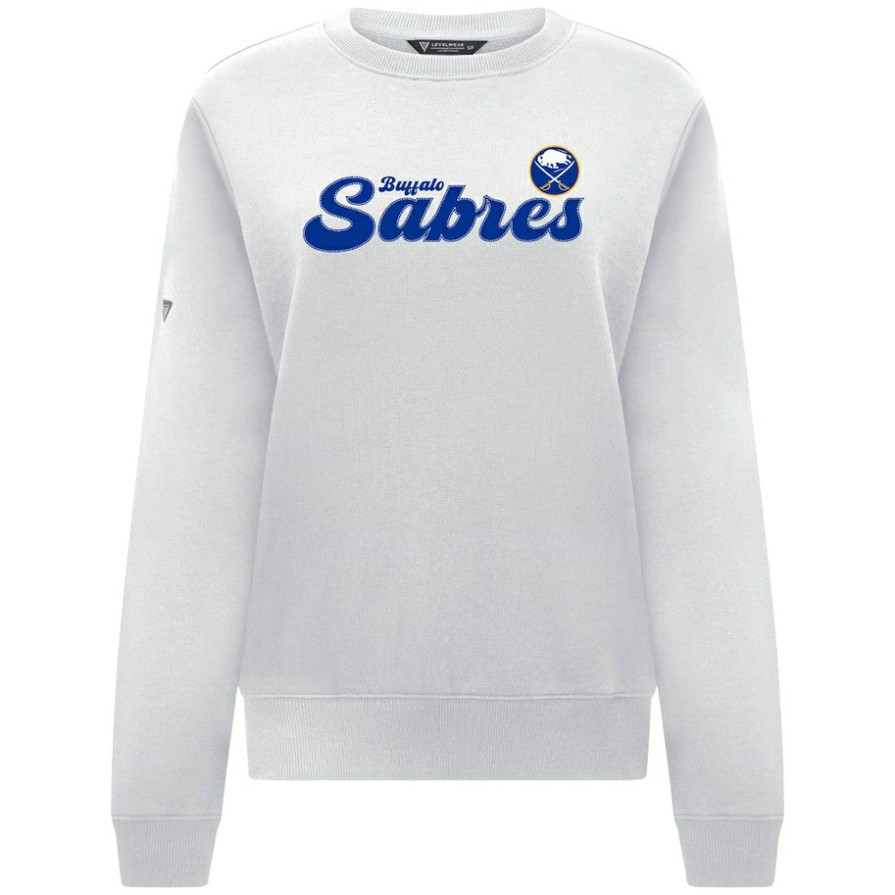 Buffalo Sabres Levelwear Women's Yvette Big Script Tri-Blend Sweatshirt White