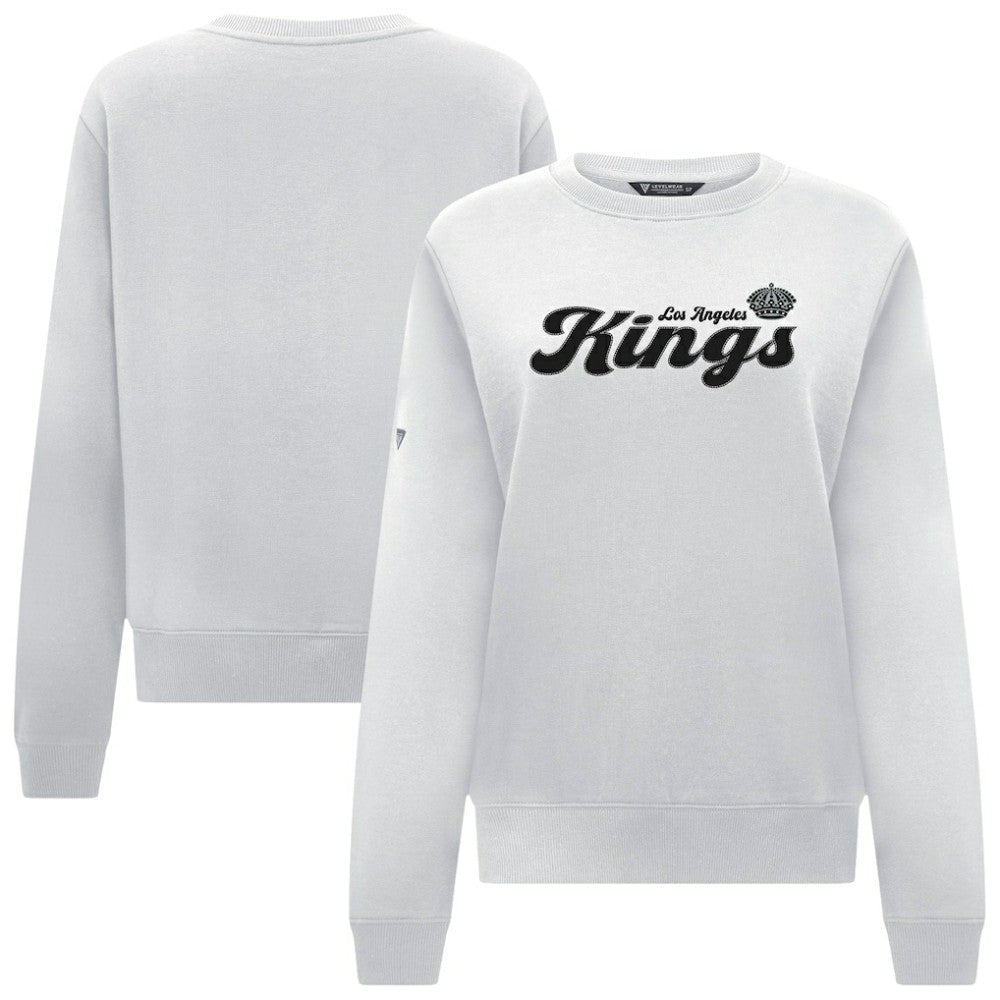 Los Angeles Kings Levelwear Women's Yvette Big Script Tri-Blend Sweatshirt White