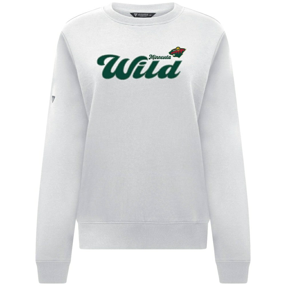 Minnesota Wild Levelwear Women's Yvette Big Script Tri-Blend Sweatshirt White