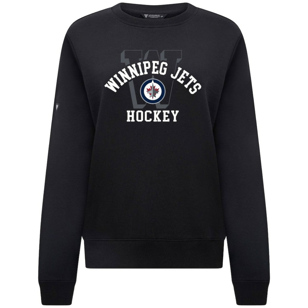 Winnipeg Jets Levelwear Women's Yvette Limelight Big Letter Sweatshirt Black