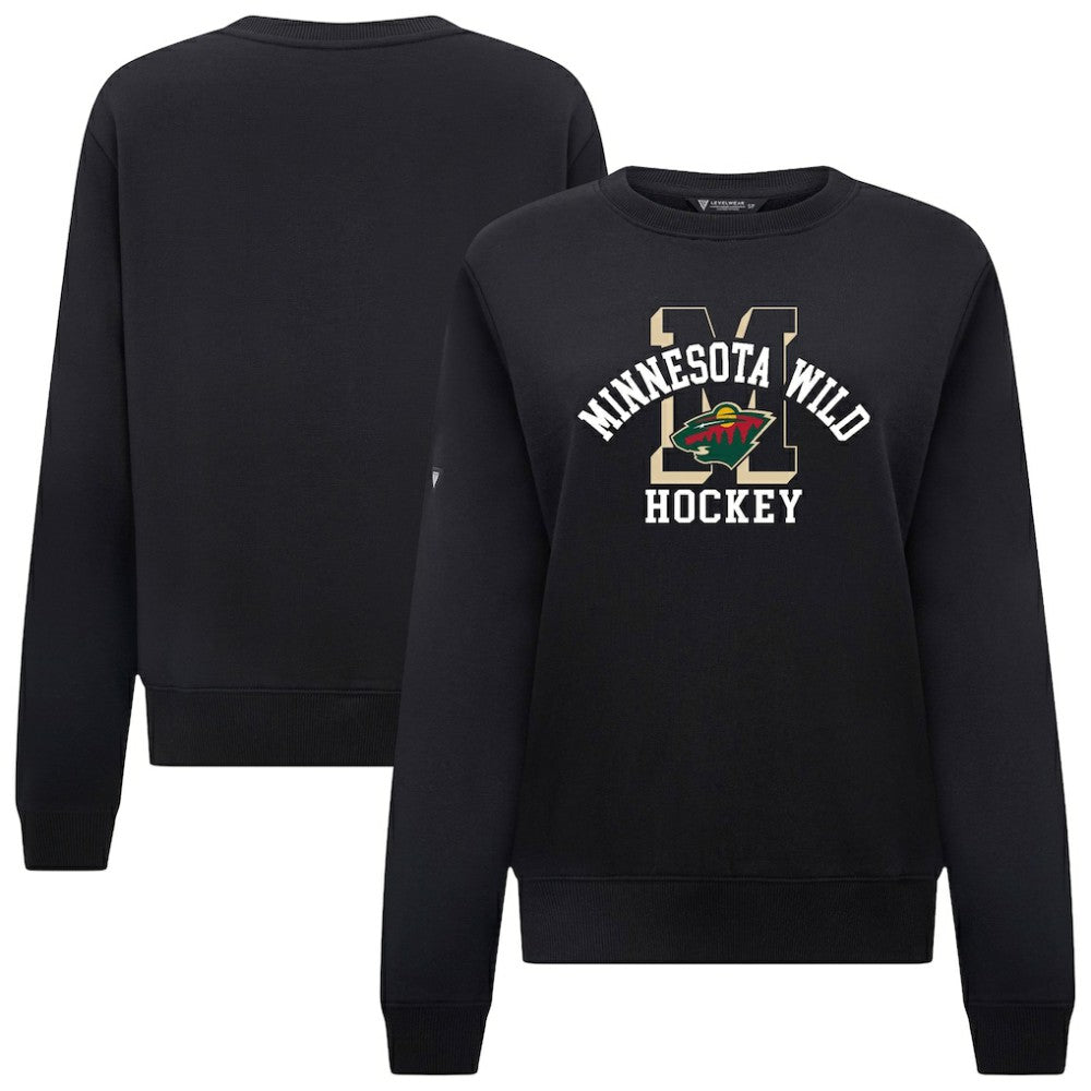Minnesota Wild Levelwear Women's Yvette Limelight Big Letter Sweatshirt Black