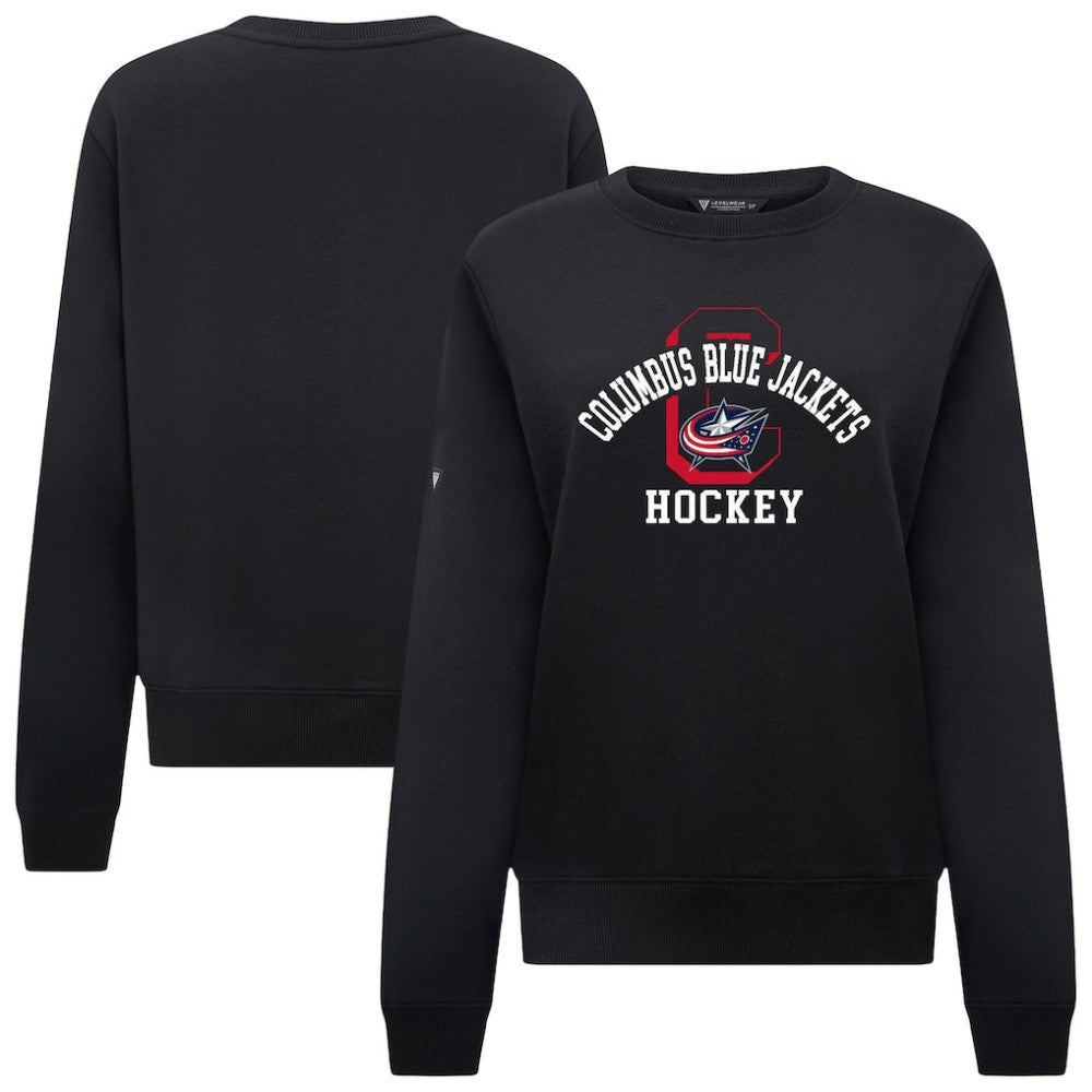 Columbus Blue Jackets Levelwear Women's Yvette Limelight Big Letter Sweatshirt Black