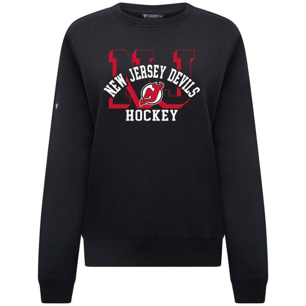New Jersey Devils Levelwear Women's Yvette Limelight Big Letter Sweatshirt Black